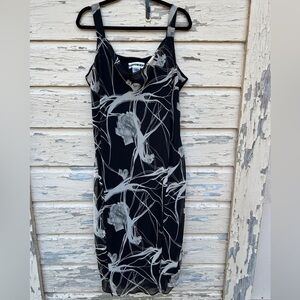 Vintage 90s Dana Kay Whimsigoth Cowl Neck Fairycore Abstract Floral Midi Dress